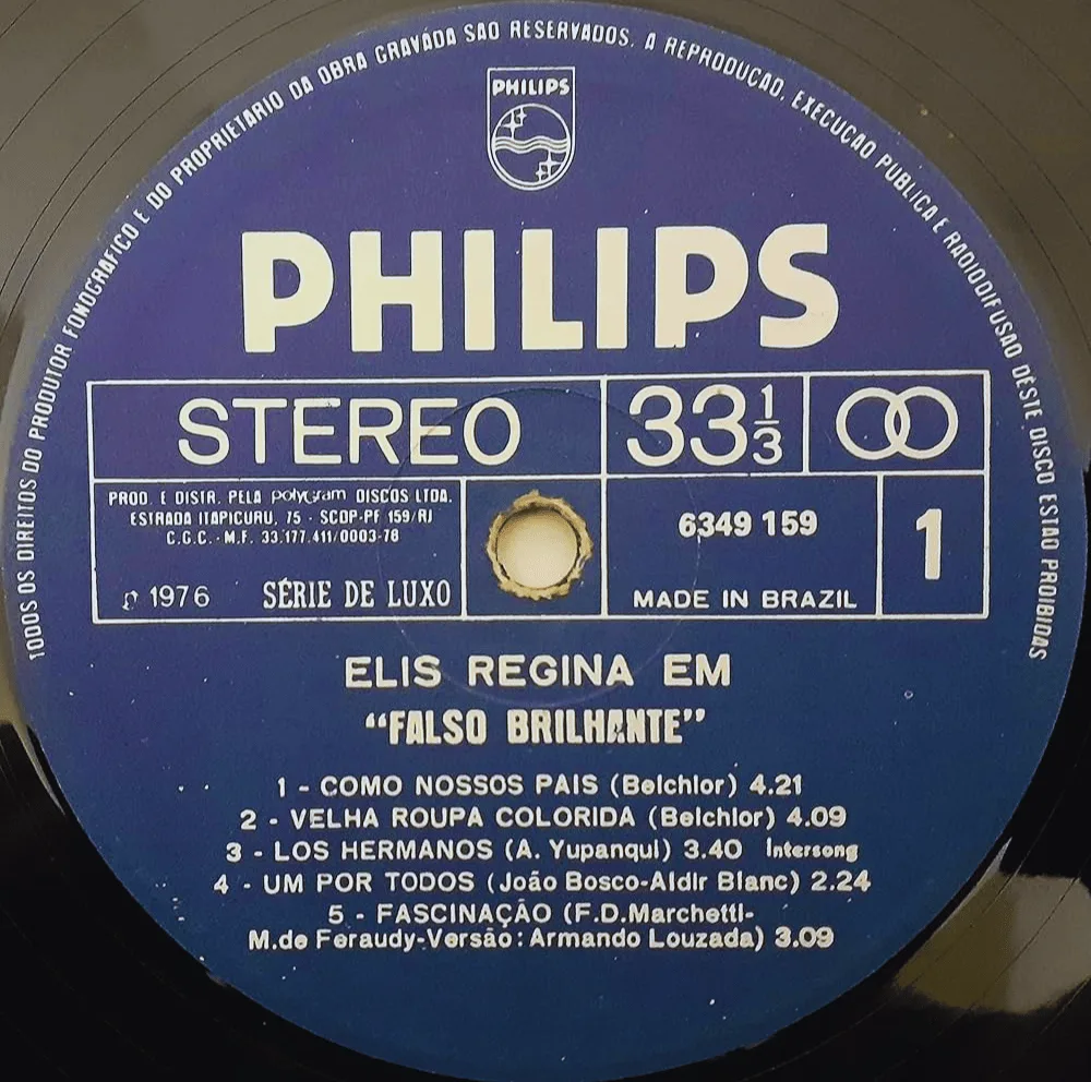 Selo histórico da gravadora Philips no álbum Elis Regina.