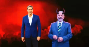 Lula perde ação: Foto montagem com o jornalista Lacombe e o presidente Lula